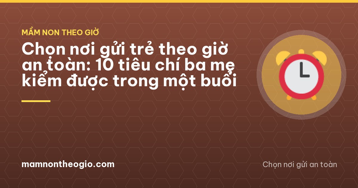 Wide view of a bright day-care room in Ho Chi Minh City, a mother seen from behind standing at the doorway watching toddlers play with wooden blocks while a caregiver sits on the floor